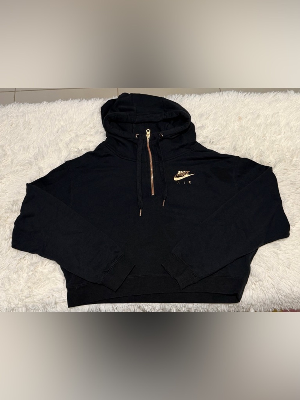 Nike Black Hoodie with Orange Zip Accent